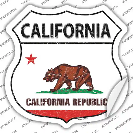 California Flag Novelty Highway Shield Sticker Decal