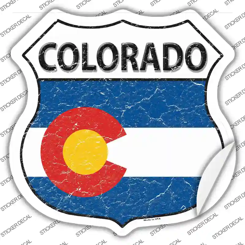 Colorado Flag Novelty Highway Shield Sticker Decal