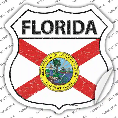 Florida Flag Novelty Highway Shield Sticker Decal