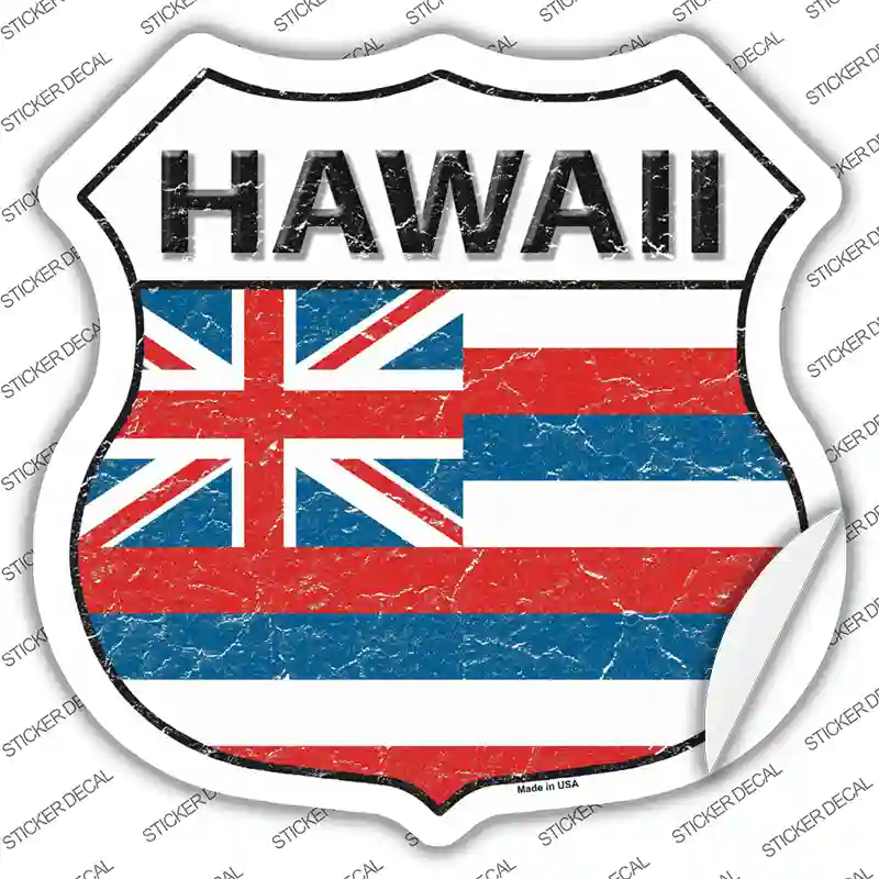 Hawaii Flag Novelty Highway Shield Sticker Decal