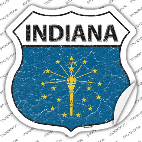 Indiana Flag Novelty Highway Shield Sticker Decal