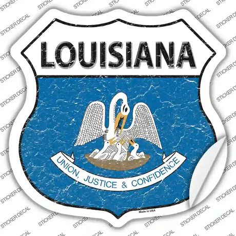 Louisiana Flag Novelty Highway Shield Sticker Decal