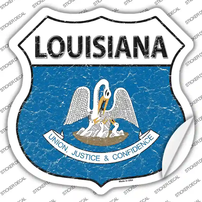 Louisiana Flag Novelty Highway Shield Sticker Decal
