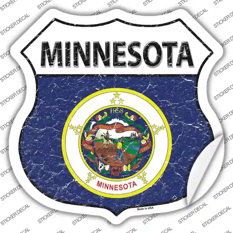 Minnesota Flag Novelty Highway Shield Sticker Decal