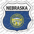 Nebraska Flag Novelty Highway Shield Sticker Decal