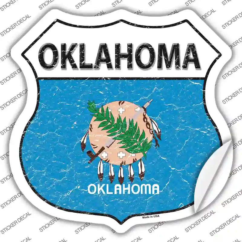 Oklahoma Flag Novelty Highway Shield Sticker Decal