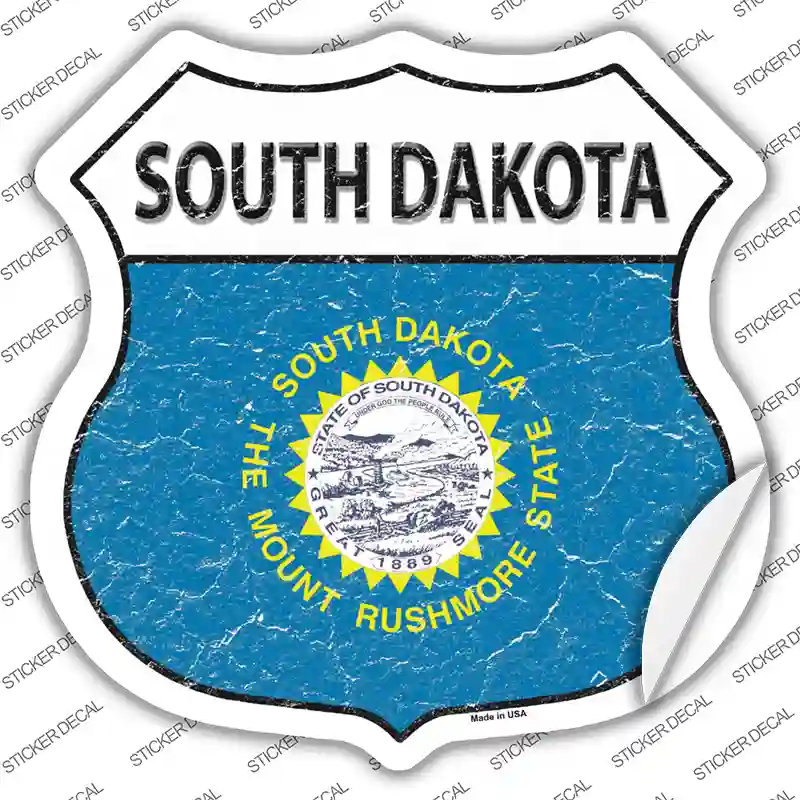 South Dakota Flag Novelty Highway Shield Sticker Decal