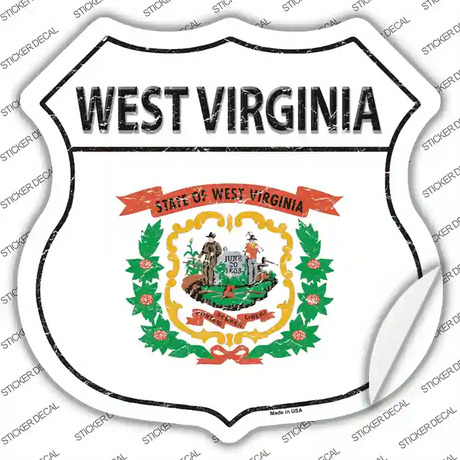 West Virginia Flag Novelty Highway Shield Sticker Decal