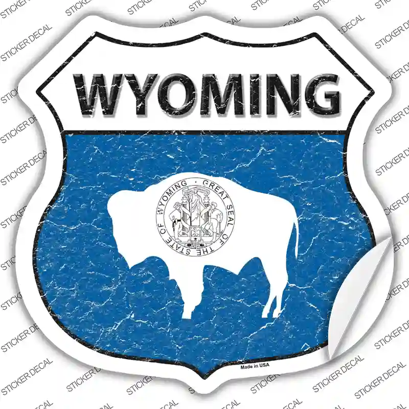 Wyoming Flag Novelty Highway Shield Sticker Decal