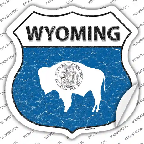 Wyoming Flag Novelty Highway Shield Sticker Decal