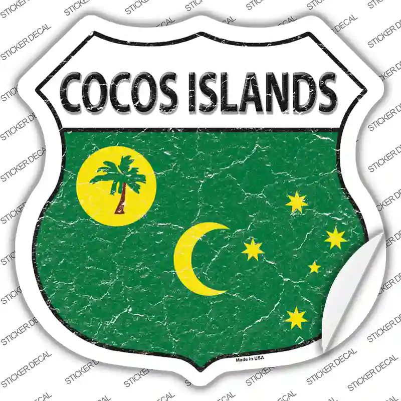 Cocos Islands Flag Novelty Highway Shield Sticker Decal