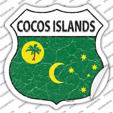 Cocos Islands Flag Novelty Highway Shield Sticker Decal