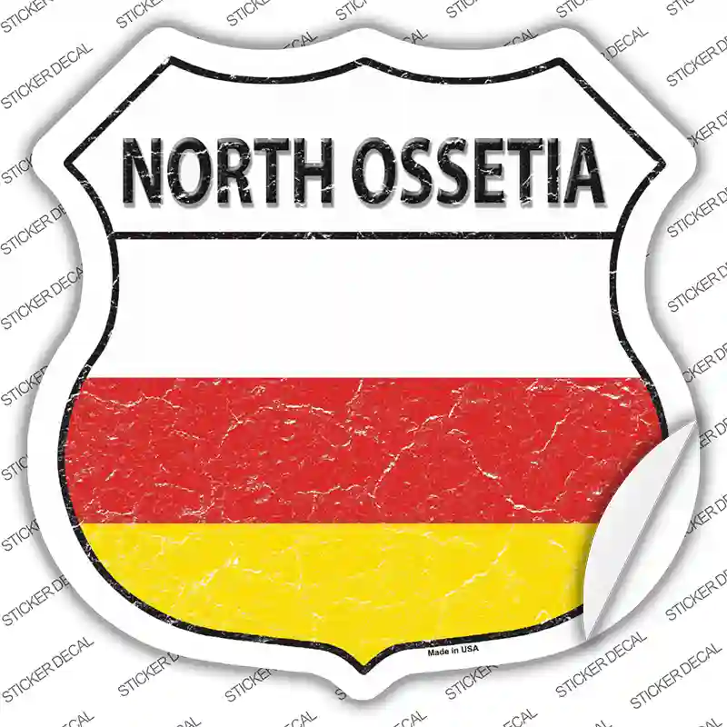 North Ossetia Flag Novelty Highway Shield Sticker Decal