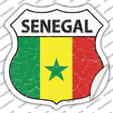 Senegal Flag Novelty Highway Shield Sticker Decal