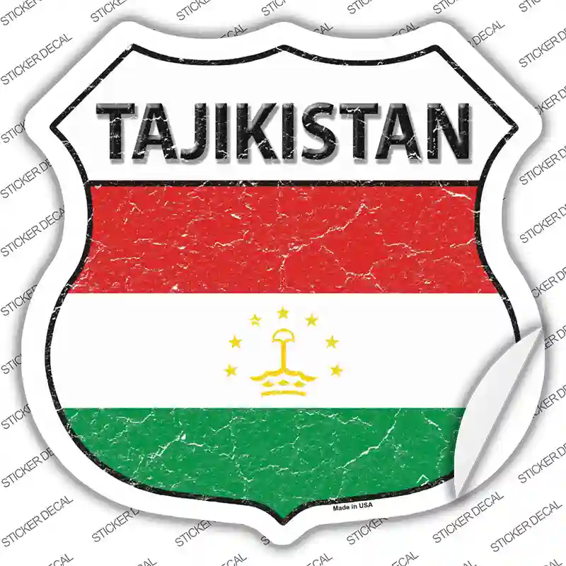Tajikistan Flag Novelty Highway Shield Sticker Decal