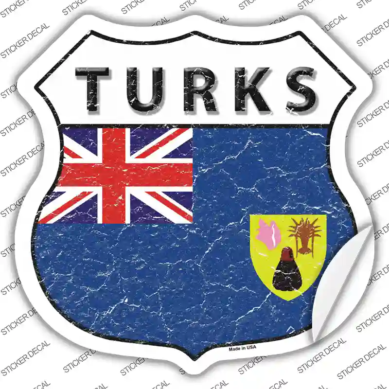 Turks Flag Novelty Highway Shield Sticker Decal