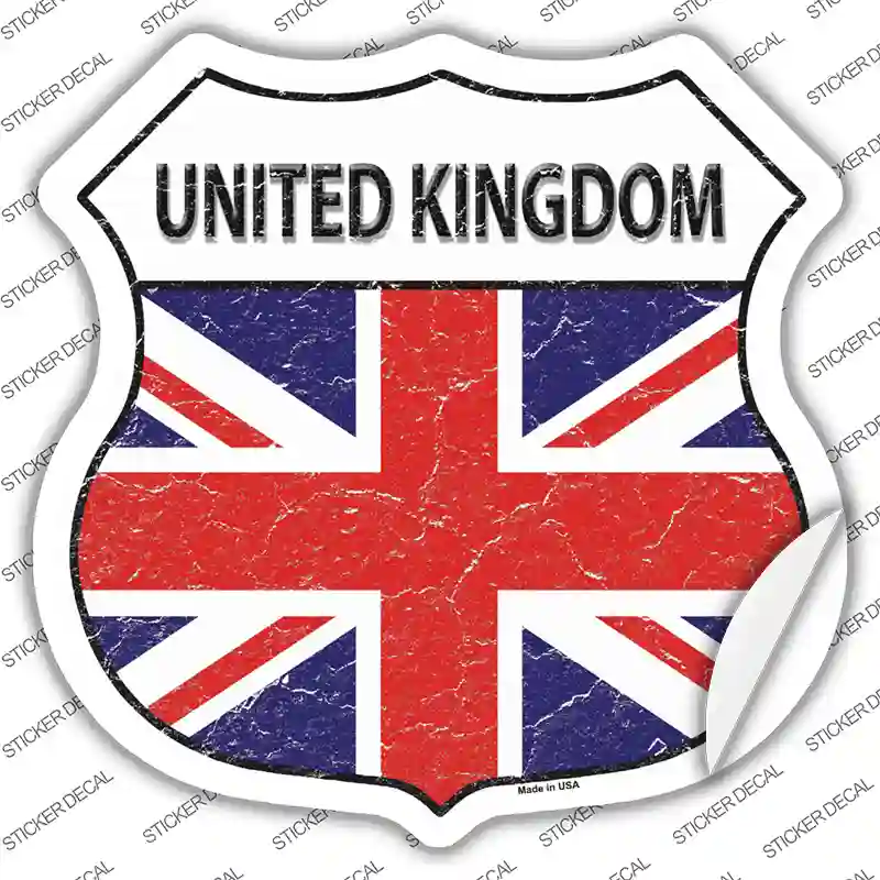 United Kingdom Flag Novelty Highway Shield Sticker Decal