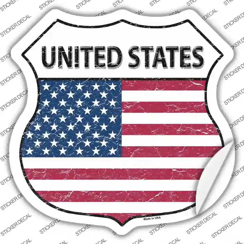United States Flag Novelty Highway Shield Sticker Decal