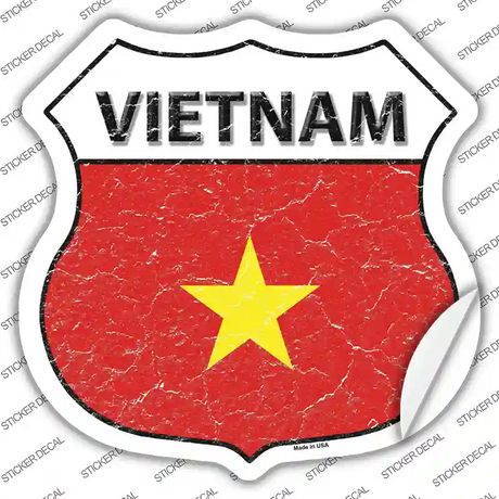 Vietnam Flag Novelty Highway Shield Sticker Decal