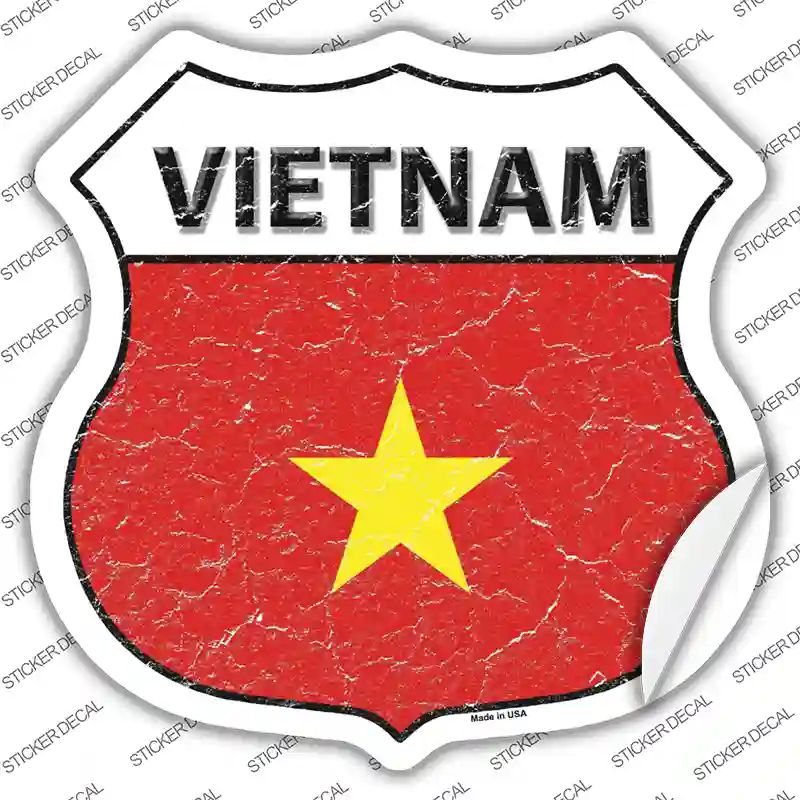 Vietnam Flag Novelty Highway Shield Sticker Decal