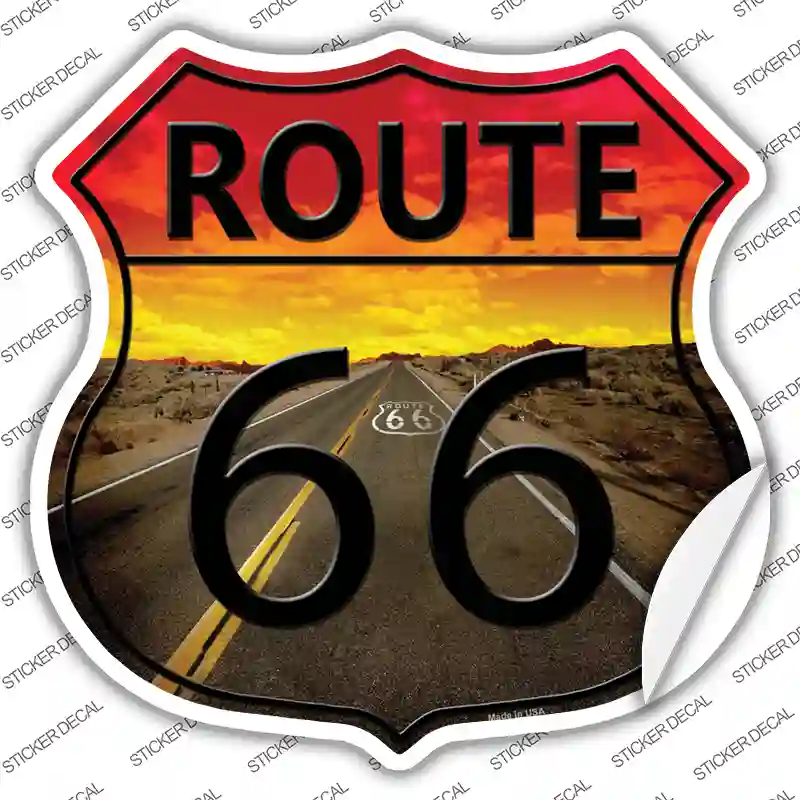 Route 66 Sunset Novelty Highway Shield Sticker Decal