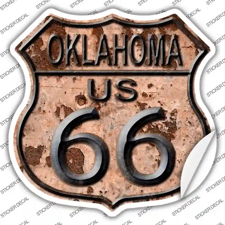 Oklahoma Route 66 Rusty Novelty Highway Shield Sticker Decal