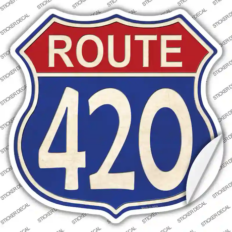 Route 420 Blue and Red Novelty Highway Shield Sticker Decal
