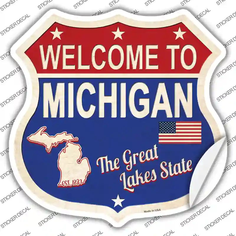 Michigan Established Novelty Highway Shield Sticker Decal