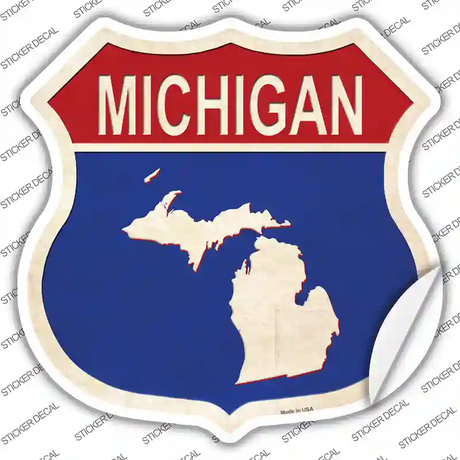 Michigan Silhouette Novelty Highway Shield Sticker Decal