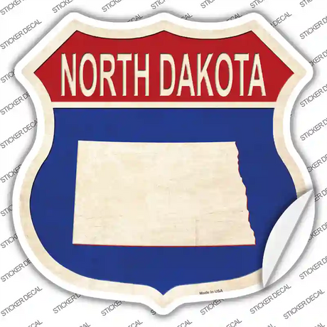 North Dakota Silhouette Novelty Highway Shield Sticker Decal