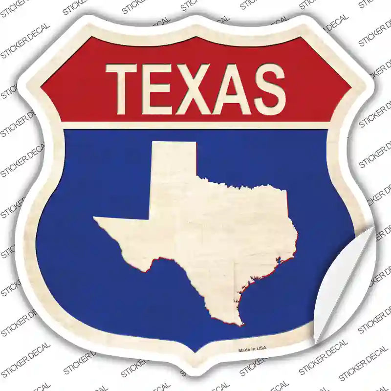 Texas Silhouette Novelty Highway Shield Sticker Decal