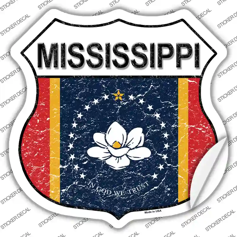 Mississippi Magnolia State Flag Novelty Highway Shield Sticker Decal