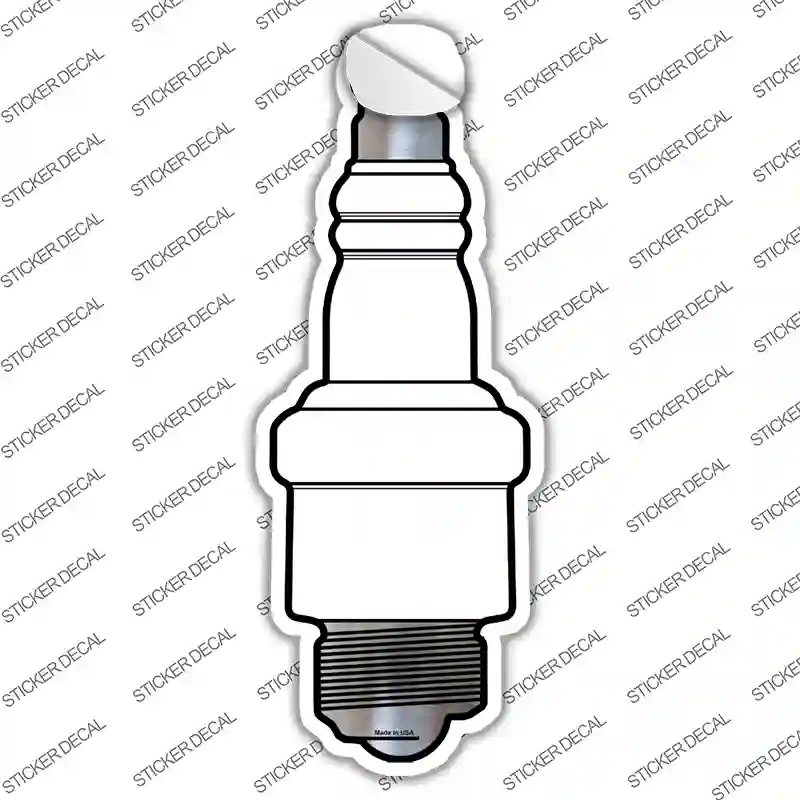 White Novelty Spark Plug Sticker Decal