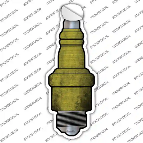Yellow Oil Rubbed Novelty Spark Plug Sticker Decal
