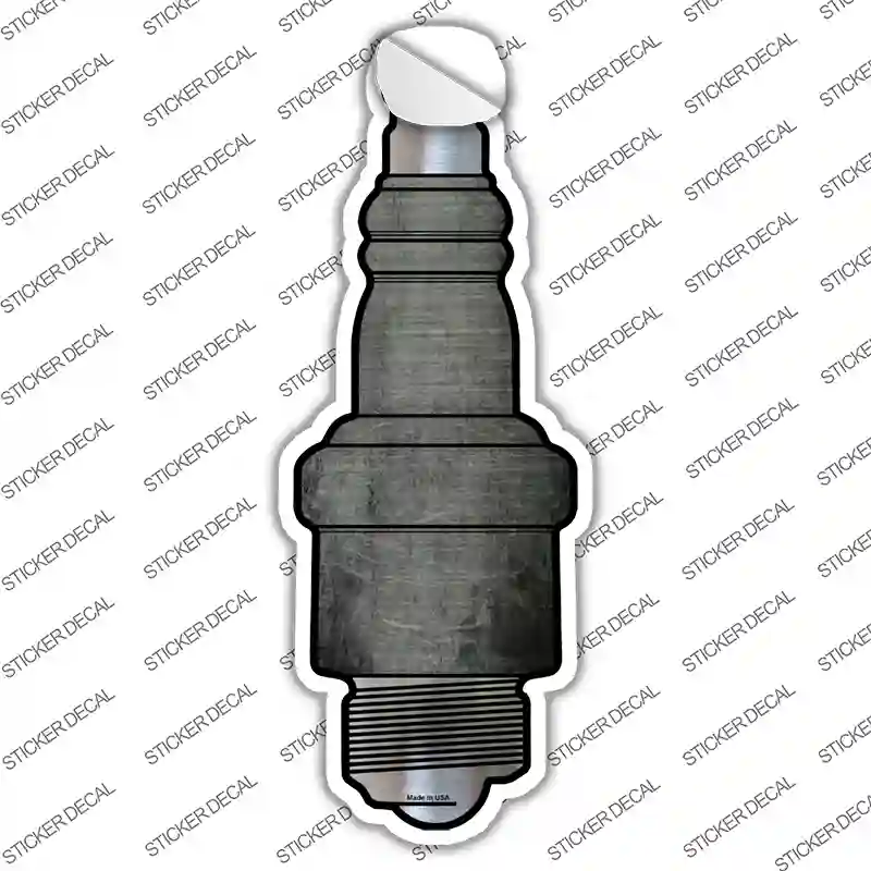 Gray Oil Rubbed Novelty Spark Plug Sticker Decal
