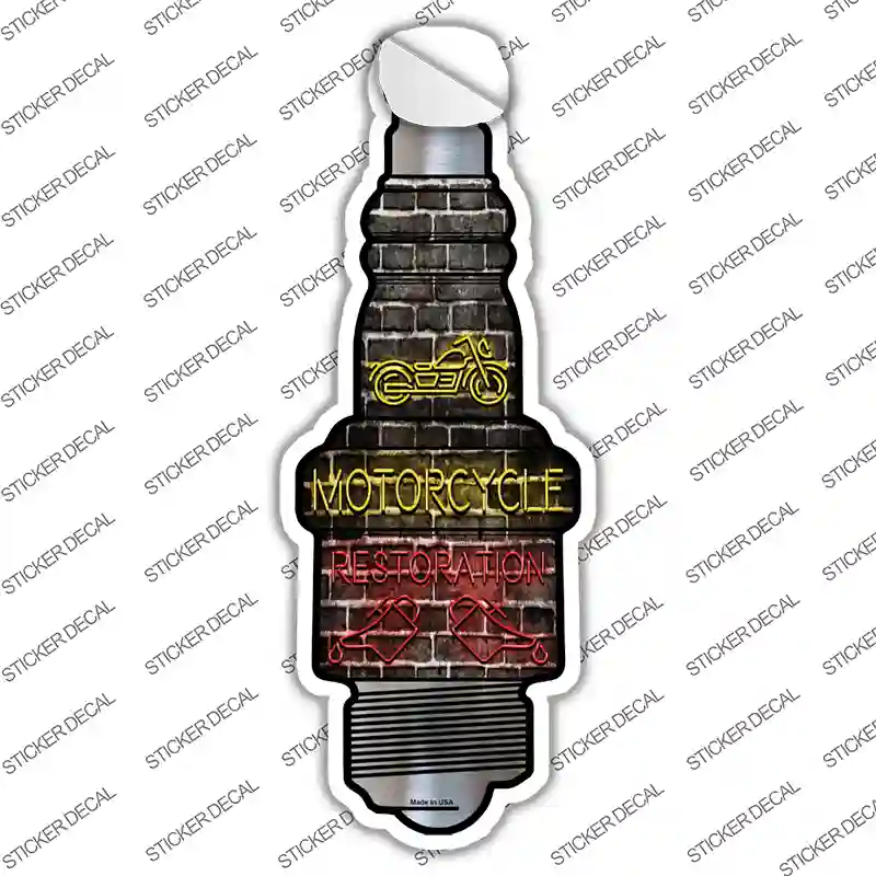 Motorcycle Restoration Novelty Spark Plug Sticker Decal
