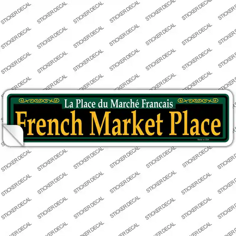 French Market Place Green Novelty Narrow Sticker Decal