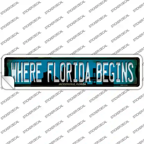 Jacksonville Florida Where Florida Begins Novelty Narrow Sticker Decal