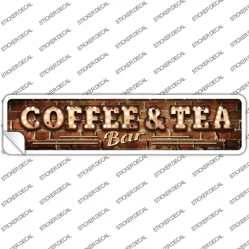 Coffee and Tea Bulb Lettering Novelty Narrow Sticker Decal