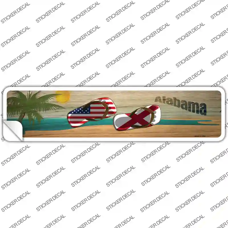 Alabama and US Flag Novelty Narrow Sticker Decal