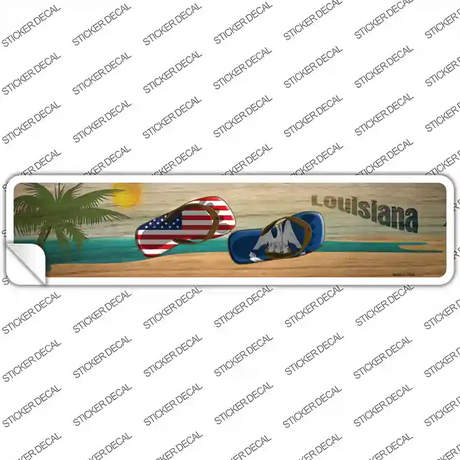 Louisiana and US Flag Novelty Narrow Sticker Decal