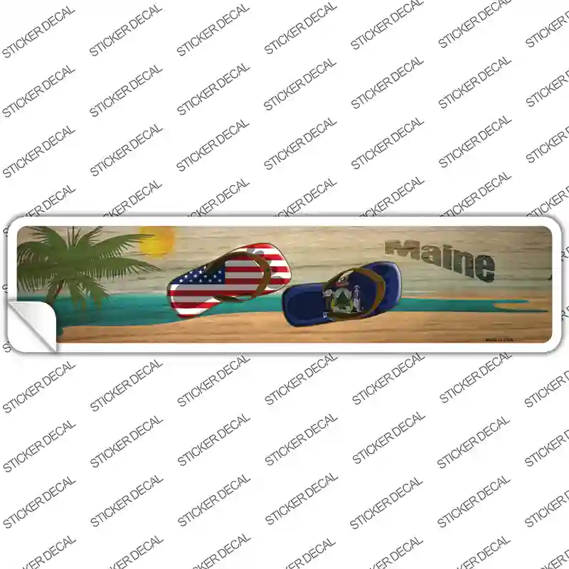 Maine and US Flag Novelty Narrow Sticker Decal