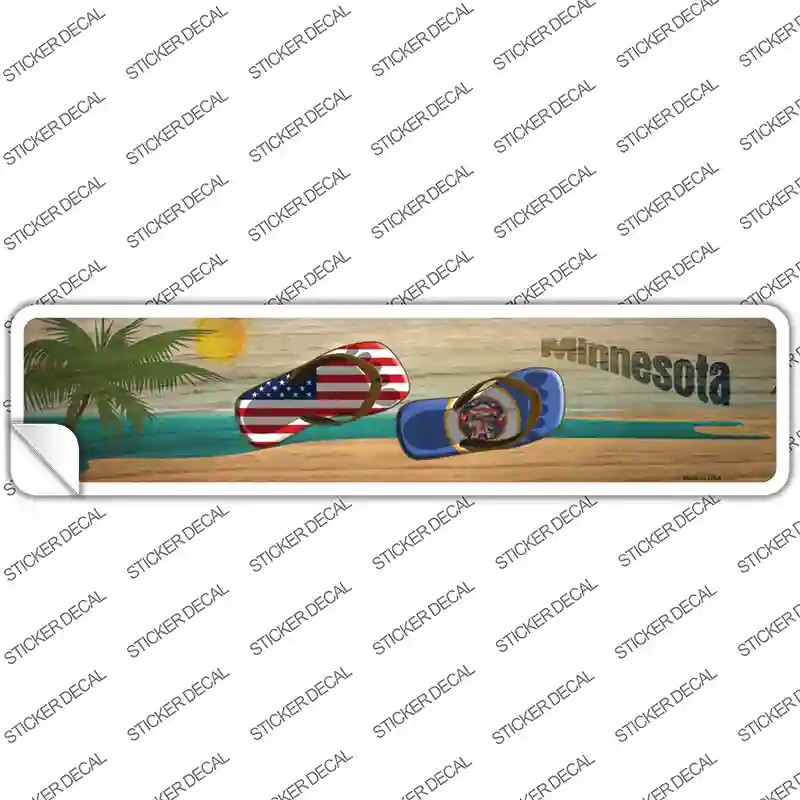 Minnesota and US Flag Novelty Narrow Sticker Decal