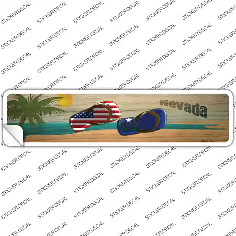 Nevada and US Flag Novelty Narrow Sticker Decal