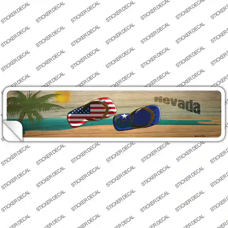 Nevada and US Flag Novelty Narrow Sticker Decal