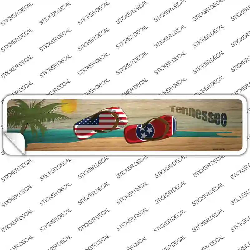 Tennessee and US Flag Novelty Narrow Sticker Decal