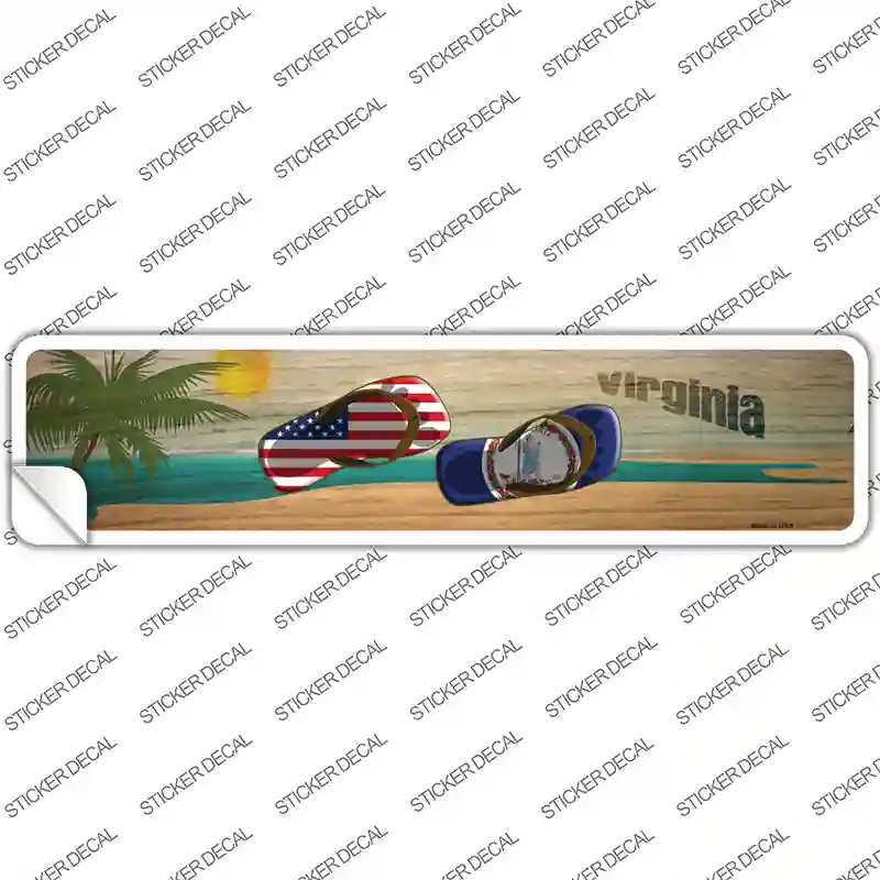 Virginia and US Flag Novelty Narrow Sticker Decal