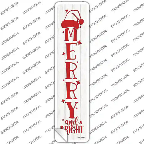 Merry and Bright White Novelty Narrow Sticker Decal