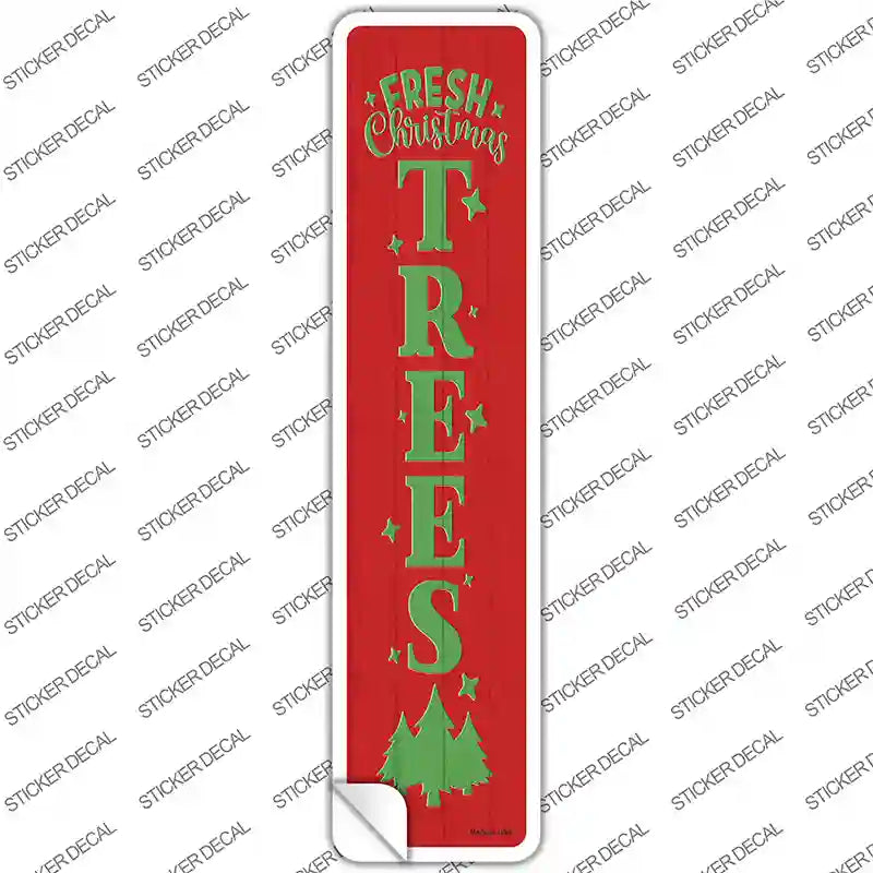 Fresh Christmas Trees Red Novelty Narrow Sticker Decal