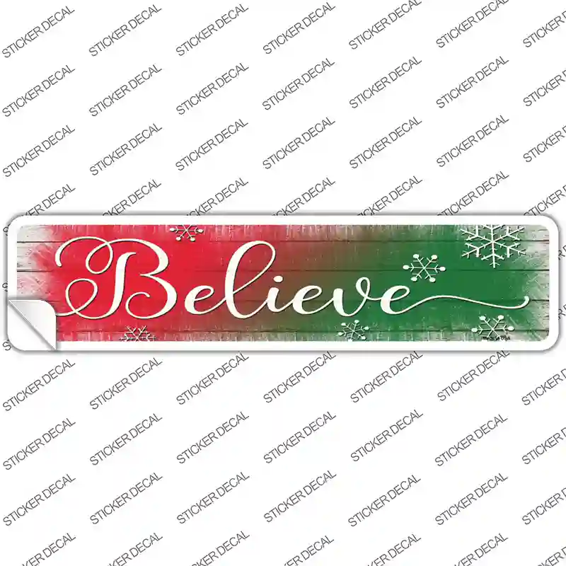 Believe Red and Green Novelty Narrow Sticker Decal